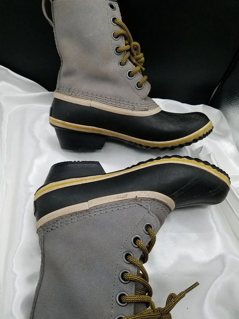 Sorel Slimpack 1964 Waterproof Duck Snow Boots Gray Black Women's Size 7.5 Lace